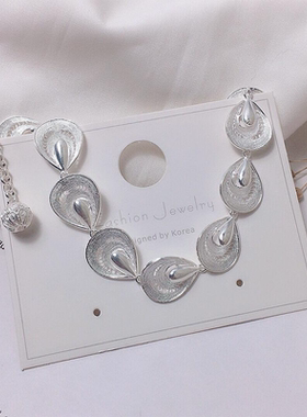 S925纯银清冷感拉丝水滴手链仙气