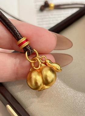 新中式金色南瓜花生吊坠编绳项链