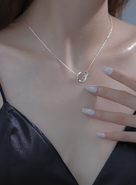 纯银环环相扣项链女夏轻奢小众