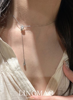 S925纯银水滴流苏项链百搭高级感