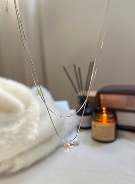 S925银双层叠戴珍珠项链轻奢小众