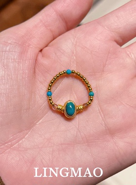 vintage复古仿绿松石戒指高级感