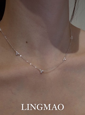 银色闪钻仿珍珠项链女高级感轻奢