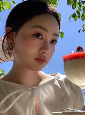 文艺风韩系红边白色大肠发圈小众