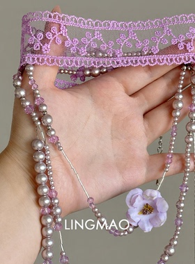 紫藤花仿珍珠项链甜美度假风小众