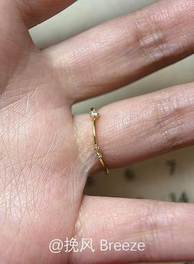 S925纯银点钻细圈波浪戒指冷淡风