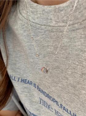 S925纯银彩色小蛮腰吊坠项链轻奢