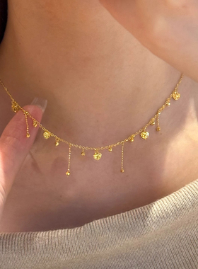 波光粼粼爱心不规则流苏项链气质