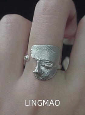 银色破碎假面戒指轻奢小众高级感