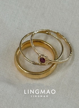 极细款mini金色素圈戒指百搭时尚