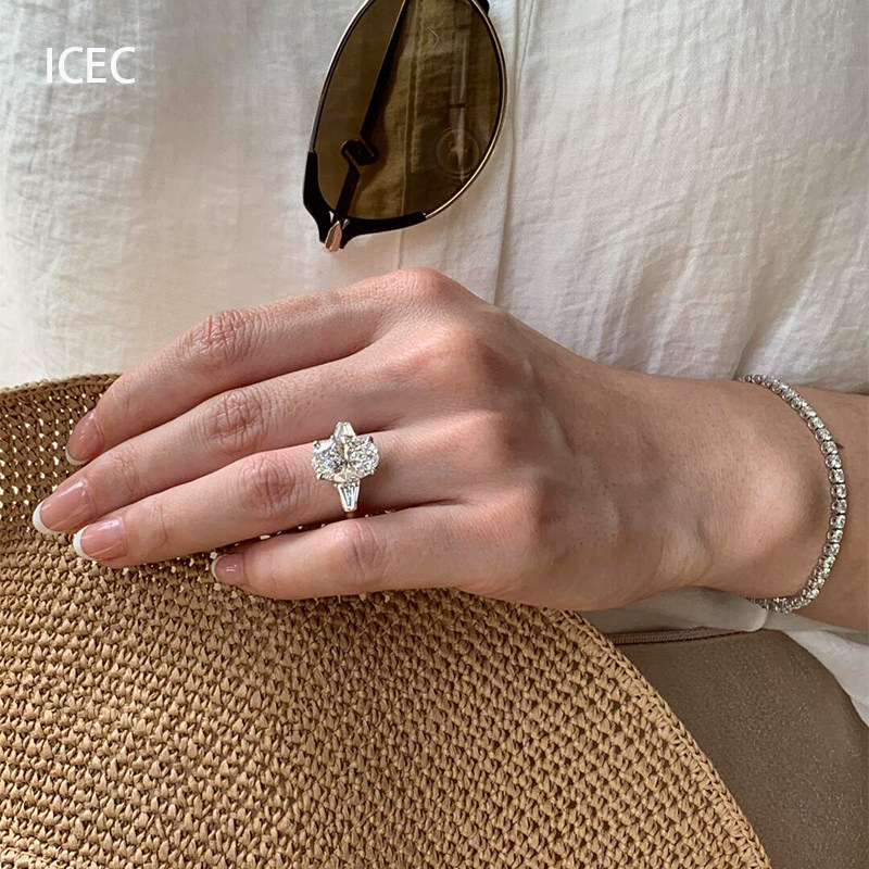 New Chinese style explosive pigeon egg imitation zircon ring for women