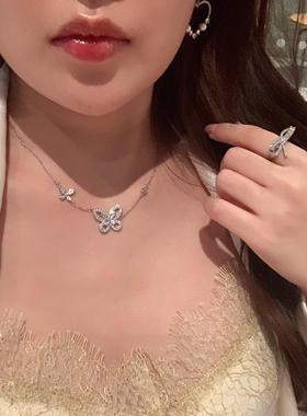 幻影蝴蝶项链轻奢小众闪钻锁骨链