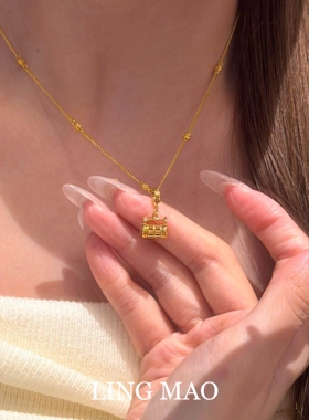 复古金色百宝箱项链独特漂亮小众