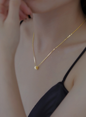 925纯银锆石圆圈项链高级感轻奢