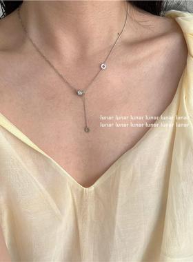 S925纯银满钻小蛮腰项链女拼接链