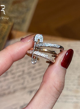 复古金银撞色闪钻戒指轻奢高级感