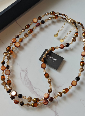 美拉德仿虎眼石串珠项链女高级感