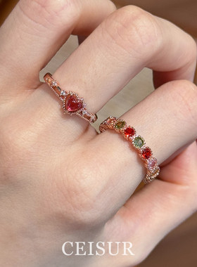 多巴胺缤纷糖果戒指小众气质百搭