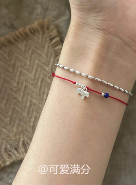 新中式银色小马串珠手绳招财进宝