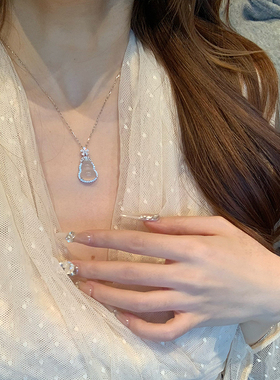 S925纯银白玉髓福禄葫芦项链轻奢