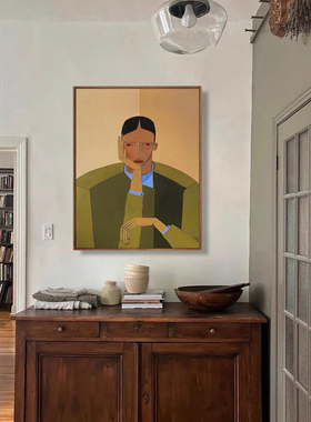 毕加索人物纯手绘油画中古风挂画