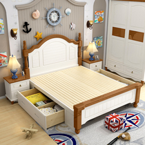 Childrens bed Boy teenagers Single beds 1 5 Mediterranean 1 2 solid wood bed containing bed 1 35 childrens house innate