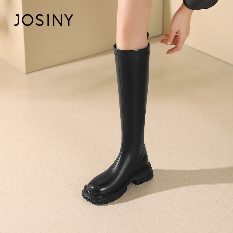 卓诗尼长筒靴女2025秋冬新款厚底小个子靴子显瘦高筒靴百搭骑士靴,淘宝优惠券,粉丝福利购,淘宝优惠卷