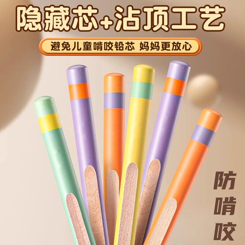 得力捏捏笔铅笔小学生用一二年级易握粗杆大三角HB幼儿园加粗2B铅笔学生儿童正品正姿书写初学者矫姿铅笔