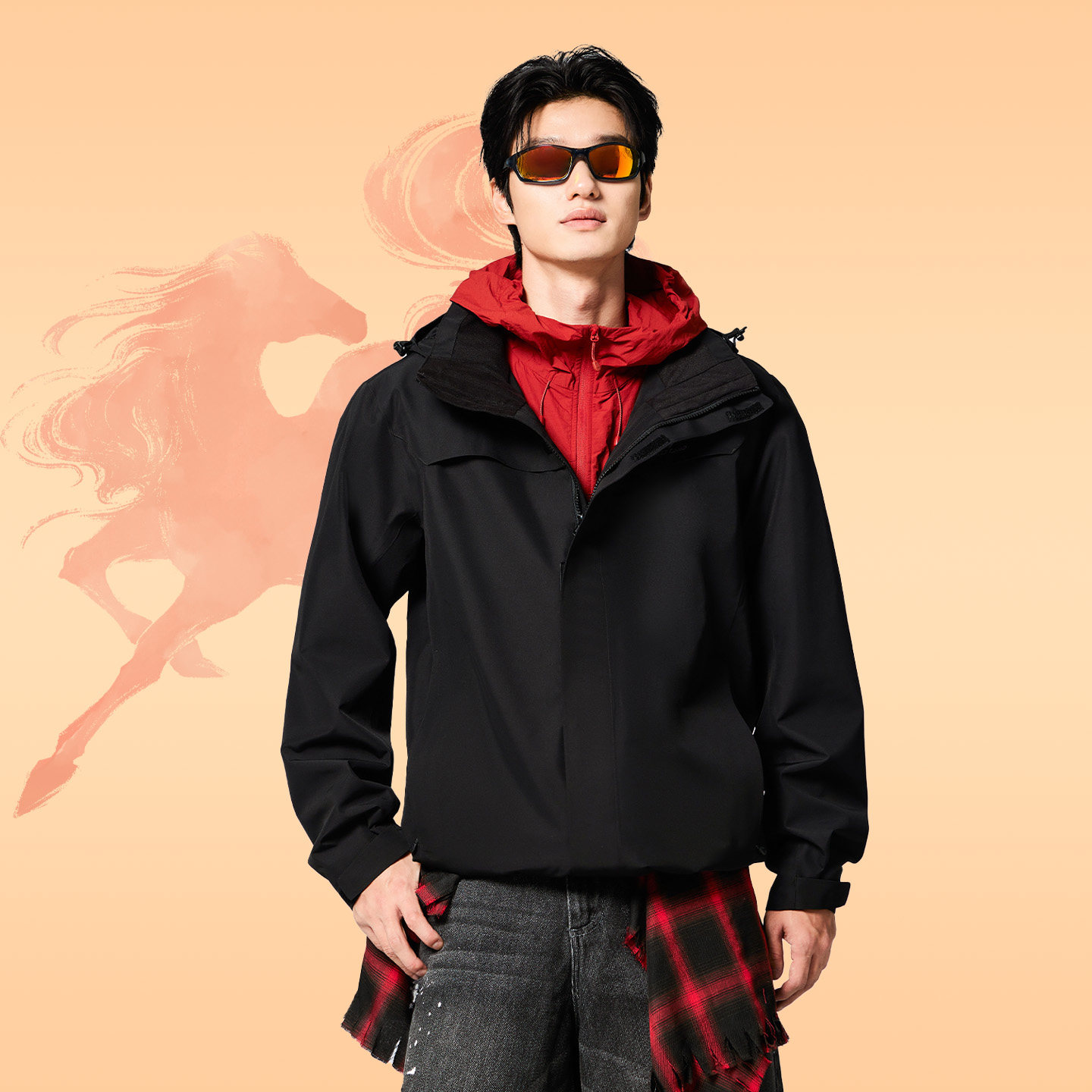 新年红色【朱雀抓绒冲锋衣】拓路者户外三合一男女防水登山服外套