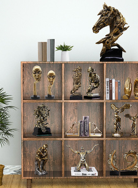 书房办公室博古架金色电视机柜