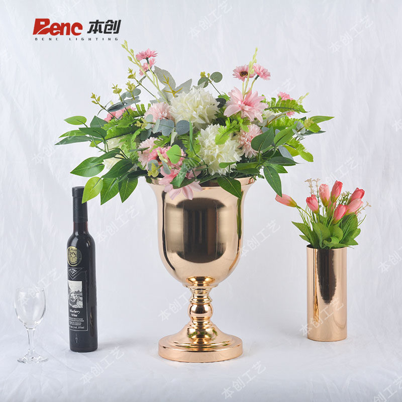 婚庆道具铁艺路引电镀金色花器婚礼花架餐桌干花插花花瓶装饰摆件,淘宝优惠券,粉丝福利购,淘宝优惠卷