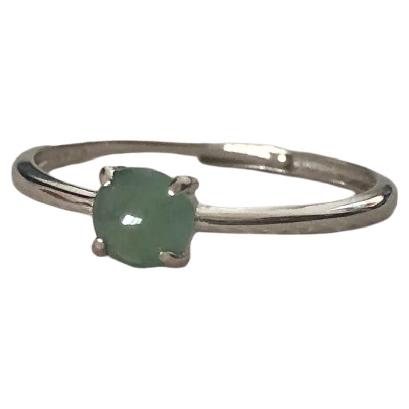 Special clearance clearance batch, pure natural A goods jade ice egg surface blue water ring surface 925 silver inlaid jade ring