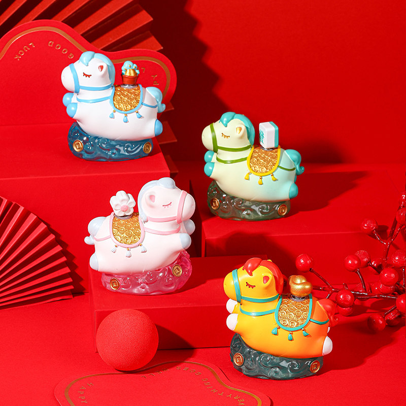 马上有钱摆件办公室工位桌面博物馆洛阳文创纪念品马年吉祥物车载