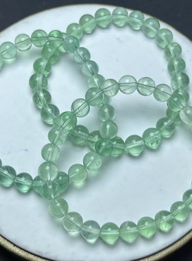 天然水晶绿萤石手链绿艳荧光干净通透晶体 萤石单圈手串厂家批发