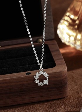S999纯银幸运花环项链ins高级感小众锁骨链夏季女小红书同款配饰