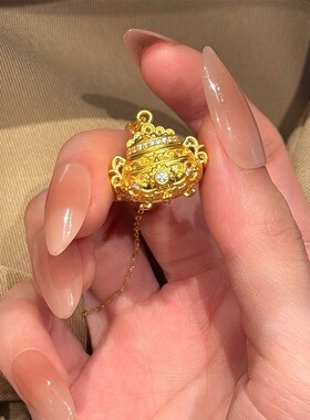 平安吉物聚宝盆吊坠项链女性轻奢高级小众气质好寓意锁骨送女友