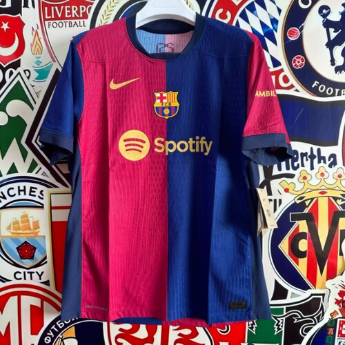 NIKE/耐克24-25巴萨主场球员版球衣舒适短袖足球服FN8797-456 - 图1