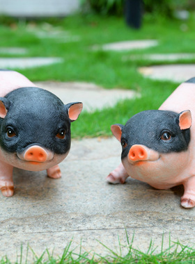 创意客厅猪树脂装饰仿真动物摆件
