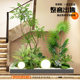 Simulated plant landscaping layout, indoor artificial flower tree window decoration under the stairs, bionic green plant landscaping combination