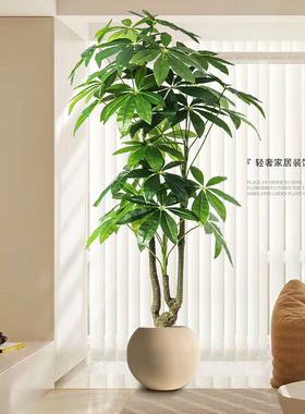 仿真绿植高端轻奢发财树室内客厅装饰摆件落地大型假盆栽仿生植物