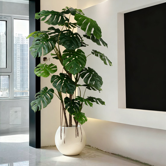 Simulated green plants, high-end realistic monstera, indoor light luxury potted ornaments, living room floor-standing bionic artificial tree plants