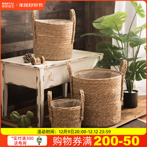 Nordic Sea Grass Woven Flower Basket Home Living Room Violin Leaves Flower Basket flower basket Woven Hand Woven Flower-planter Flower Pots Home