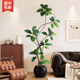 Rubber tree simulated green plant high-end light luxury living room ornaments large indoor floor-standing bionic potted fake plant decoration