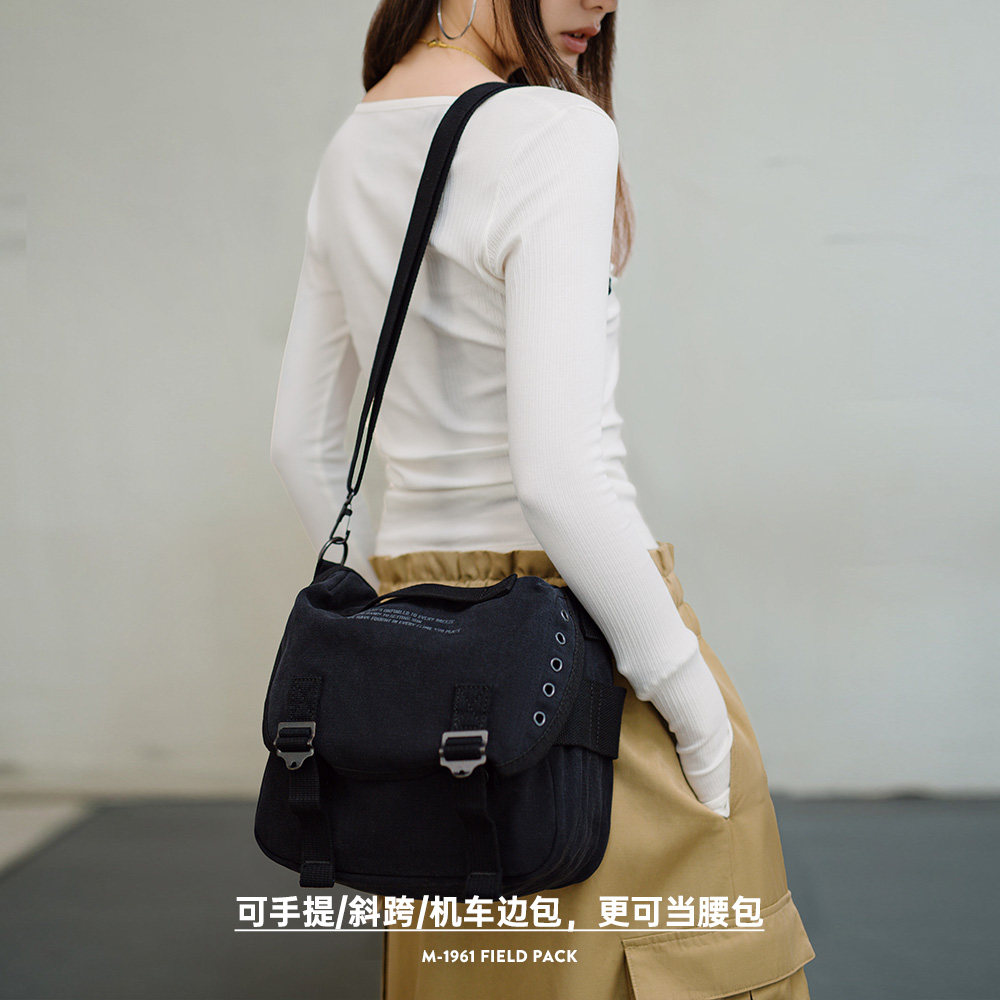 马登美式复古M1961字母印花帆布斜挎包手提时尚大容量托特包秋女,淘宝优惠券,粉丝福利购,淘宝优惠卷