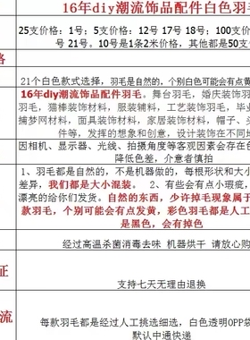 羽毛diy材料白色美术美术课配件diy手工发簪装饰摆设礼盒表演婚庆