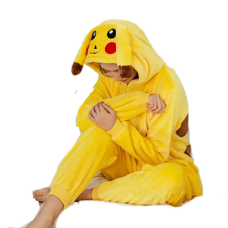 皮卡丘连体动物卡通成人法兰绒睡衣 ovviek睡衣/家居服套装