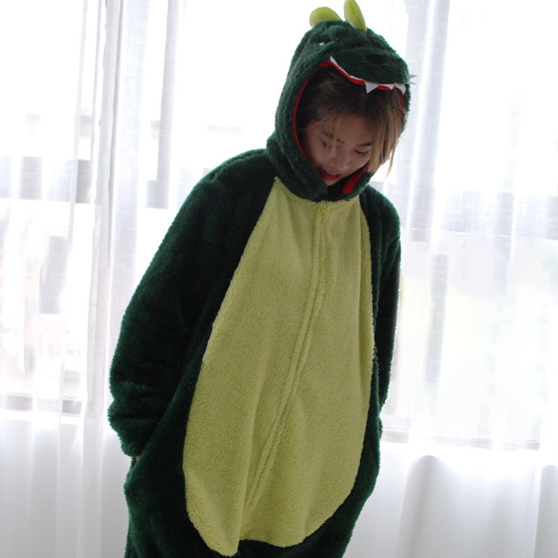 秋冬珊瑚绒恐龙连体动物情侣睡衣 ovviek睡衣/家居服套装