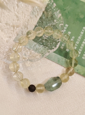 CHUNSHI.「 水沐青禾」天然高净度柠檬黄水晶绿萤石沉香手链手串
