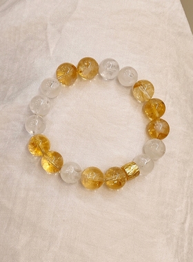 CHUNSHI.喜金土！新中式原创天然黄塔金黄水晶雪花幽灵手链手串女