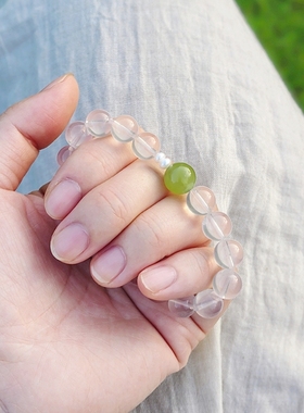 春莳「知柔」原创招桃花天然莫桑比克粉晶葡萄石手链饰品手串